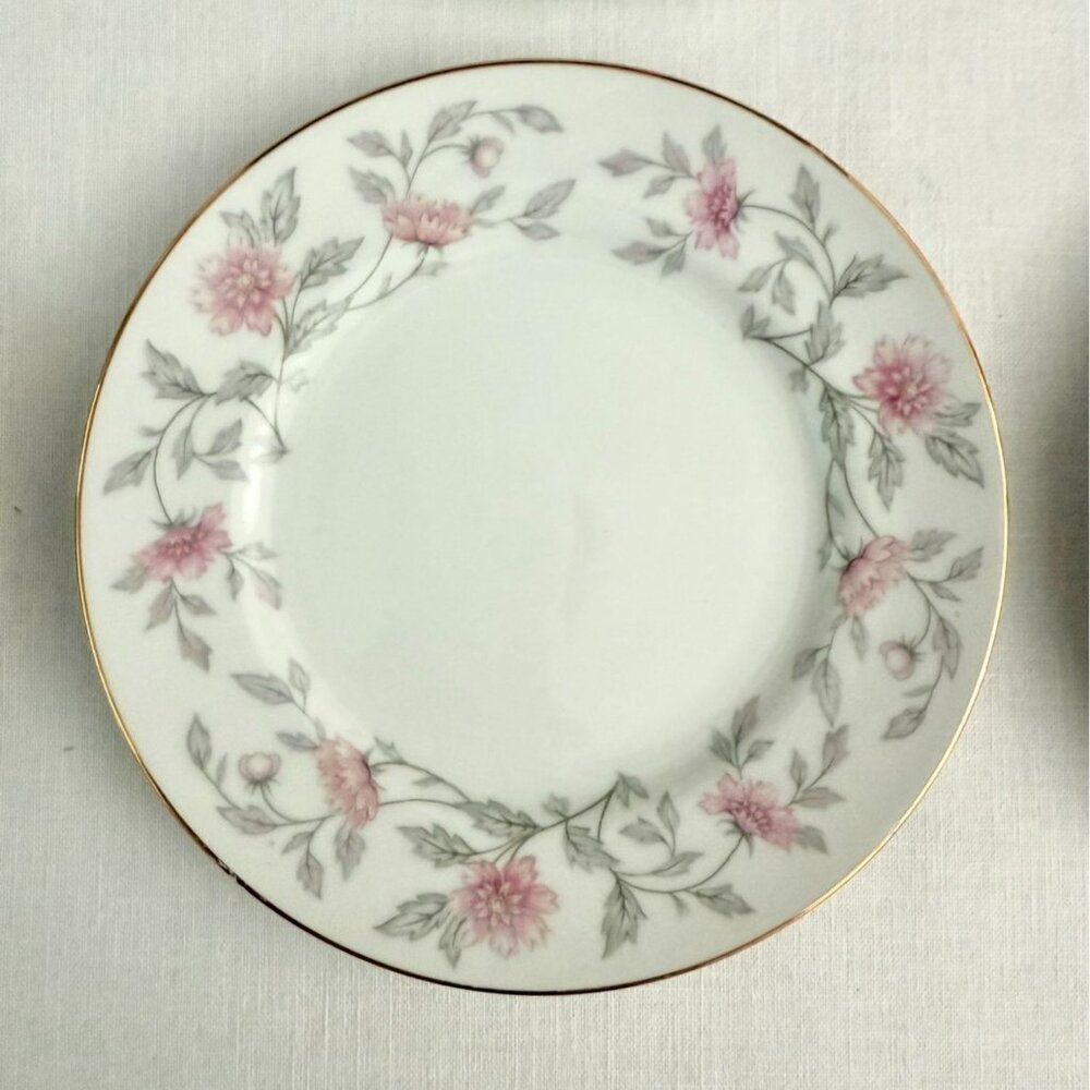 Vintage Valmont China Shalimar Floral 6 inch Plate Pink Floral Rim and Gold Rim